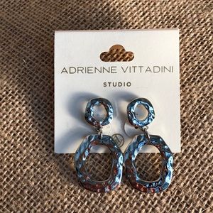 Adriene Vittadini Silver Hammered Earrings